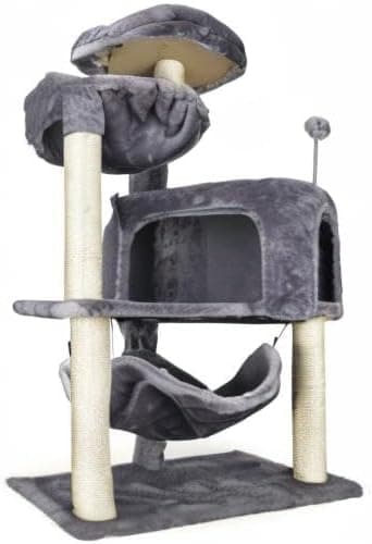 YUNIQUE Cat Tree with Cat Condo and Big Hammock, Grey - Image 9