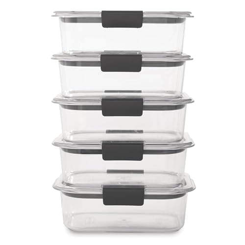 Rubbermaid Brilliance Food Storage Containers BPA Free Airtight Lids Ideal for Lunch Meal Prep & Leftovers Set of 5 (3.2 Cup) - Image 2