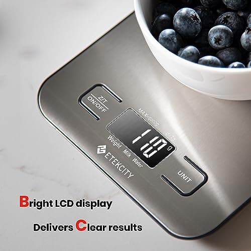Etekcity Food Kitchen Scale, Digital Grams and Ounces for Weight Loss, Baking, Cooking, Keto and Meal Prep, LCD Display, Medium, 304 Stainless Steel - Image 4