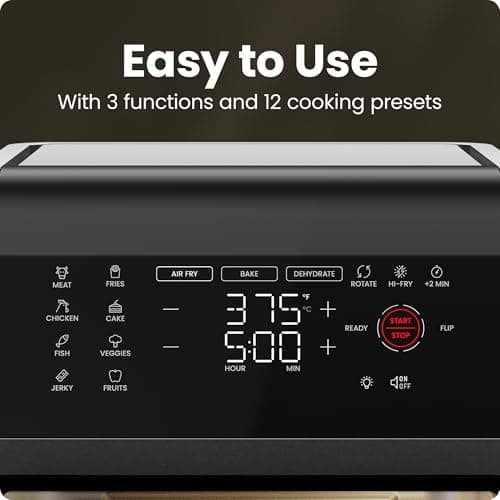 Chefman 12-Quart 6-in-1 Air Fryer Oven with Digital Timer, Touchscreen, and 12 Presets - Family Size Countertop Convection Oven, Dishwasher-Safe Parts - Image 5