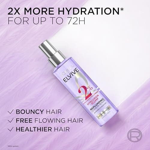 L'Oreal Paris Elvive Hyaluron Plump Moisture Plump Hair Serum for Dehydrated, Dry Hair with Hyaluronic Acid Care Complex, Paraben-Free, 4.4 Fl Oz - Image 6