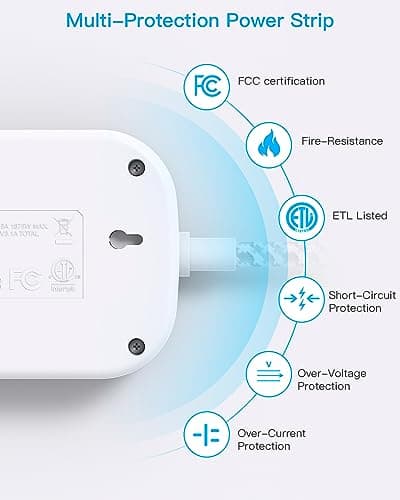 Cruise Essentials 2025,One Beat Travel Power Strip with USB C,Flat Plug Extension Cord with 3 Outlets 4 USB Ports(2 USB C),5 ft Desk Wall Outlet Extender,Non Surge Protector for Cruise,Dorm Room,ETL - Image 7