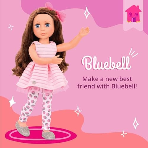 Glitter Girls – 14-Inch Fashion Doll – Brown Hair & Blue Eyes – Pink Dress, Glittery Shoes & Hairbow – Dolls for Girls 3+ Years – Bluebell - Image 2