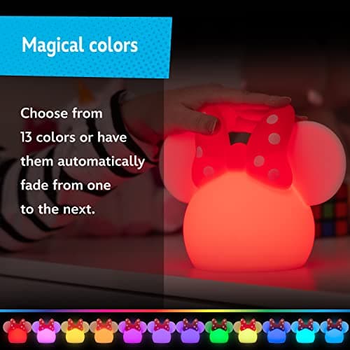Disney Minnie Mouse Squishy Light, Color Changing, Night Light for Kids, USB Lamp, Battery Operated, Dimmable, Ideal for Bedroom, Playroom, Living Room, and More, 66945 - Image 5