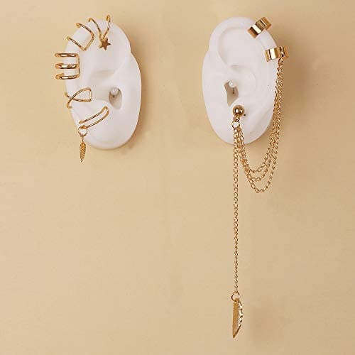 CONGYING 65 Pcs Gold Jewelry Set with 6Pcs Layered Necklace, 11 Pcs anklet and 7Pcs Earring Ear Cuff,11Hoop Earrings,15pcs Rings,15pcs stud earrings Jewerly set for Women Gift - Image 7