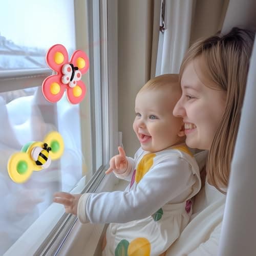 ALASOU 3PCS Suction Cup Spinner Toys for 1 Year Old Boy Girl|Spinning Top Baby Toys 12 18 Months|1 2 Year Old Boy Birthday Gift|Baby Bath Toy for Kids Ages 1-3|Sensory Toy for Toddlers 1-3 - Image 2