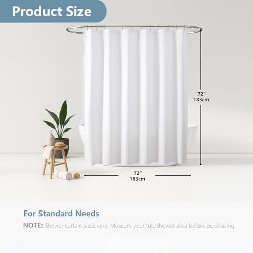 OVZME Berry White Shower Curtain, Embossed Textured Fabric Shower Curtain for Bathroom - Soft Cloth & Hotel Spa Luxury, Water Repellent, Machine Washable Shower Curtain, 72X72, White - Image 4
