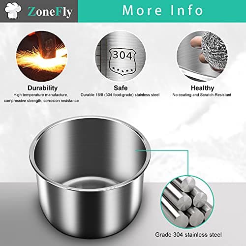 ZoneFly Stainless Steel Inner Pot Compatible with Instant Pot 6 Qt, Original 6 Quart InstaPot Replacement with Polished Surface Non-Stick and 2 Sealing Rings - Image 6