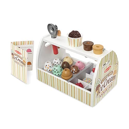 Melissa & Doug Wooden Scoop & Serve Ice Cream Counter, Pretend Play Store, 28 Toy Food & Play Kitchen Accessories, Preschool Toys for Girls & Boys 3+ - Image 10