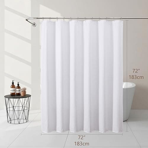 White Shower Curtain 72 Inch Length 1 Piece, Waffle Embossed Textured Soft Fabric Hotel Shower Curtain for Bathroom, Modern Polyester Water Repellent Machine Washable Bath Decor, 72Wx72L Inches - Image 5