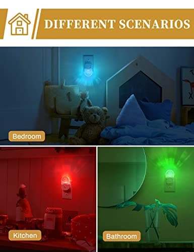 Night Lights Plug Into Wall [2 Pack], Color Changing Night Light for Kids, 8-Color RGB LED Nightlight with Dusk to Dawn Sensor for Bathroom Decor, Children Room, Gift - Image 6
