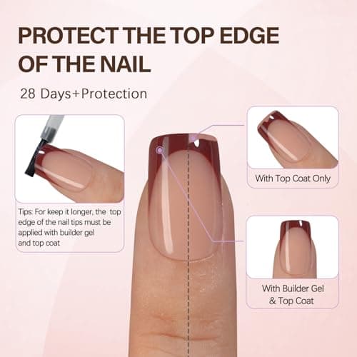 Misssix XBASICTIPS French Tip Press On Nails, 150 Pcs Short Square French Gel Nail Tips, Soft Gel Soak Off Pre-shaped No File Need Fake Nails for Nail Art DIY 15 Sizes - Image 5