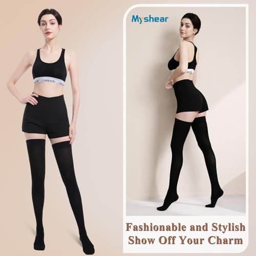 Myshear Medical Compression Stockings for Women and Men, 20-30 mmHg Thigh High Compression Socks, Closed Toe Graduated Compression Hoses, Long Circulation Pressure Stockings for Varicose Veins, Edema - Image 6