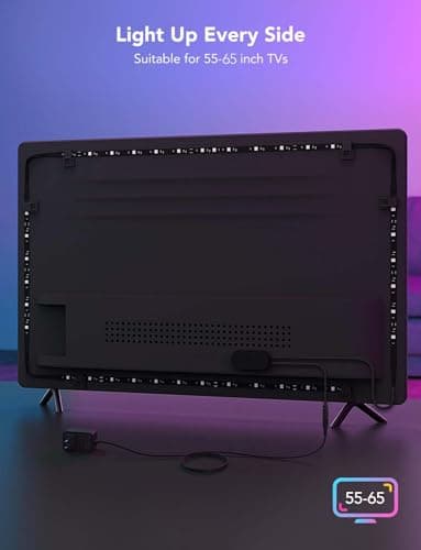 Govee TV LED Backlight, RGBIC Smart LED Strip Lights for 55-65 Inch TVs, Bluetooth and Wi-Fi APP Control, Works with Alexa & Google Assistant, Music Sync, 99+ Scene Modes, Adapter - Image 7