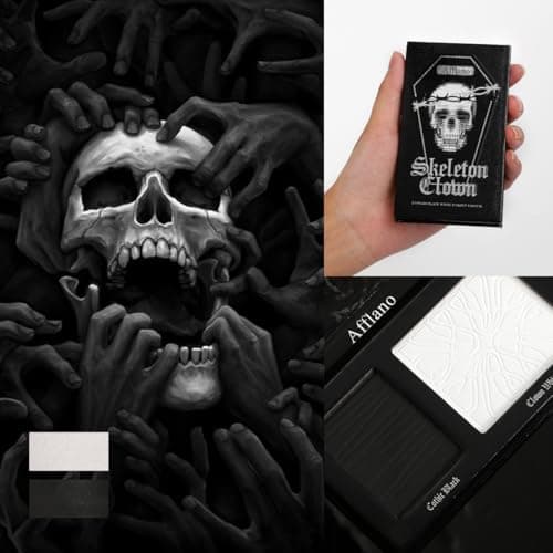 Black White Makeup Palette, White Pressed Setting Powder Goth Halloween Black Gothic Foundation & EyeShadow Kit, Matte Finish for Smokey Eyes, High-Pigment Face Paint Skeleton Cosplay & Costume Looks - Image 4