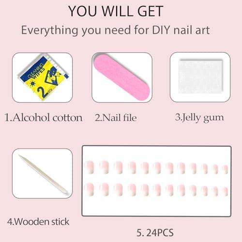 WAFOLOZE Nails Press ons,White Ombre Short Square Press on Nails Fake Nails Glossy Acrylic Artificial Nails Stick on Nails for Women 24Pcs - Image 7