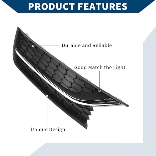 Hihaha No.561853666C Fog Light Grill for Volkswagen Passat 2012-2015 Front Right Front Lower Bumper Fog Light Cover Inserts ABS 1 Pc Black Silver Tone - Image 7