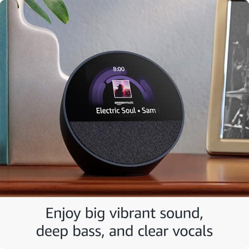 Amazon Echo Spot (newest model), Great for nightstands, offices and kitchens, Smart alarm clock with Alexa, Black - Image 3