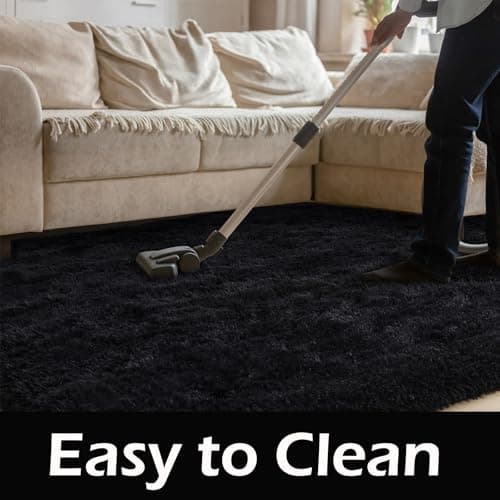 HOMORE Black Rug for Bedroom 4x6 Furry Carpet for Boys Girls Shaggy Fuzzy Rugs for Living Room Non Slip Large Rug for Kids Dorm Home Decor - Image 6