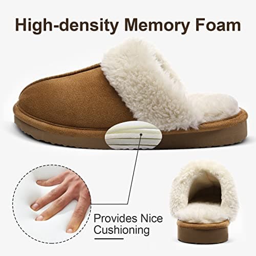 Litfun Women's Fuzzy Memory Foam Slippers Fluffy Winter House Shoes Indoor and Outdoor, Chestnut 8-8.5 - Image 4