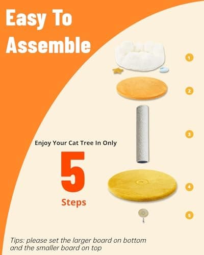 Happi N Pets Cloud Cat Tree, Cat Scratching Post with Bed, Small Cat Tree for Kittens, Cat Scratch Post with Cloud-Shaped Soft Perch & Cute Toys, Removeable Cover, Bonus Catnip - Image 6