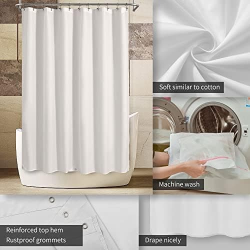 ALYVIA SPRING Waterproof Fabric Shower Curtain or Liner White, 72x72 - Image 4