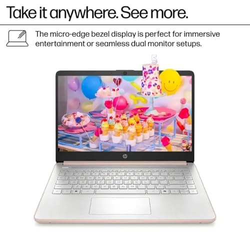 HP Rose Gold Ultrabook 14 Laptop with Free Microsoft 365 • 16GB RAM • Intel 4-Core CPU • 1.1TB Storage (64GB OnBoard w/ 64GB External + 1TB OneDrive) • Windows 11 w/o Earphones - Image 3