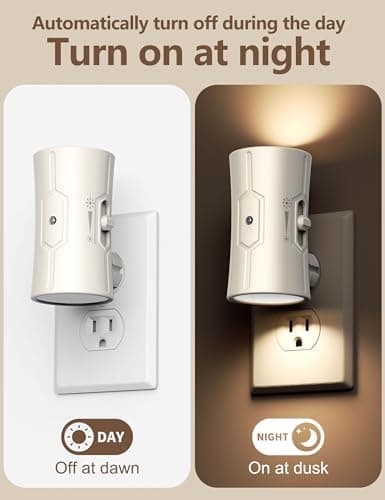 Night Light, LED Night Lights Plug into Wall, [2 Pack] Warm White 3000K, 0-100LM Adjustable Brightness Light Sensor Nightlights Plug in wall for Hallway, Bathroom, Adults, Neutral Beige - Image 3