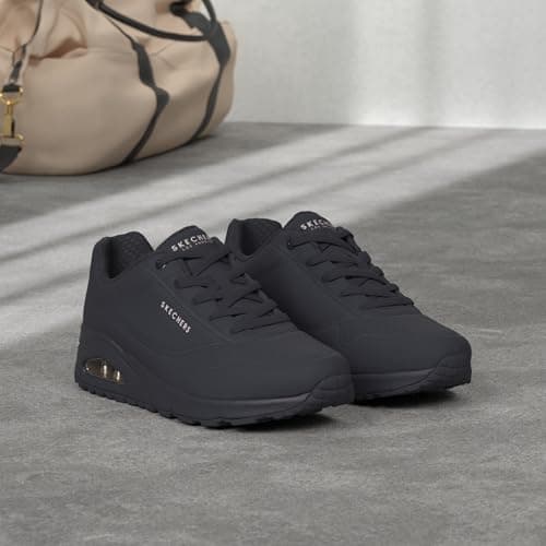 Skechers womens Skecher Street Women's Uno - Stand on Air Sneaker, Black/Black, 8 Wide US - Image 2