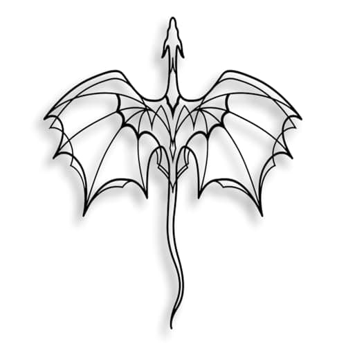 LIYOUYA Fantasy Dragon Metal Wall Decor - Black Simple Lines Dragon Wall Art Home Decor for Living Room, Bathroom, Bedroom, Dining Room, Porch, Farmhouse (Black)