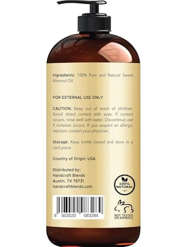 Handcraft Blends Sweet Almond Oil - 16 Fl Oz - 100% Pure and Natural - Premium Grade Carrier Oil for Skin and Hair - Hair and Body - Massage - Hexane-Free - Image 3