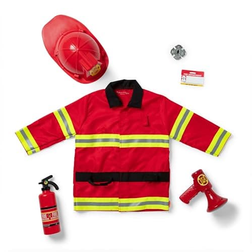 Melissa & Doug Fire Chief Role Play Costume Dress-Up Set, Pretend Play Firefighter Outfit with Realistic Accessories for Kids and Toddlers Ages 3+ - Image 8