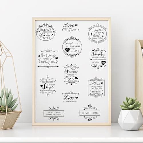 Whaline 11 Sheets Vintage Word Rub on Transfers Decals for Crafts and Furniture Black Warm Letters Rub on Transfer Furniture Stickers Decals for School Home Office DIY Art Craft Decor, 5.5 x 5.5Inch - Image 6