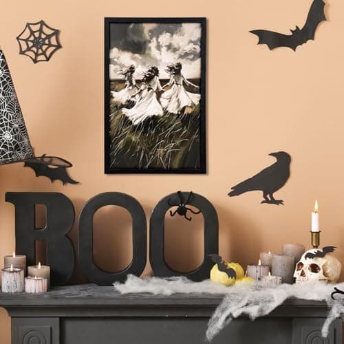 Xizondidi Halloween Wall Decor,Gothic Art Print Poster,Victorian Gothic Wiccan Artwork,Decorative Three Women Art Painting with Wooden Fram for Home Bedroom Living Room Decor - Image 4