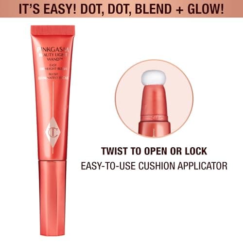 Charlotte Tilbury Glowgasm Beauty Light Wand Liquid Highlighter Makeup - Soft-Focus Pink Highlighter & Blush for Cheeks - Pearlescent, Weightless Radiant Finish - Pinkgasm - Image 6