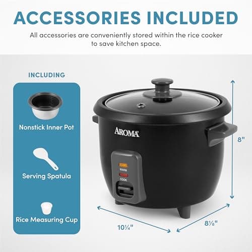 Aroma Housewares 1.5Qt. Rice & Grain Cooker (ARC-363NGB),Black,6-Cup Cooked / 3-Cup Uncooked - Image 4