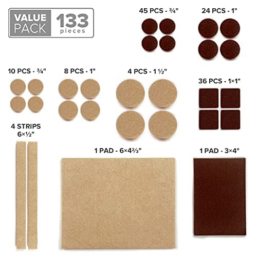 Felt Furniture Pads X-PROTECTOR 133 PCS Premium Furniture Pads - Felt Pads Furniture Feet Best Wood Floor Protectors - Protect Your Hardwood & Laminate Flooring! Brown and Beige - Image 5