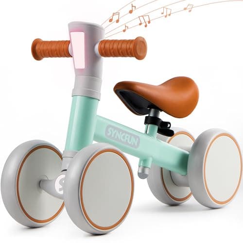 SYNCFUN Baby Balance Bike with Music and Light for 1-2 Year Old Toddlers, 1st Birthday Gift, One Year Old Birthday Gift for Boys Girls, Outdoor Baby Toys (Blue)