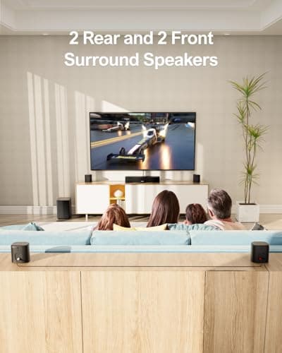 ULTIMEA 7.1ch Sound Bar with Subwoofer, Virtual Surround Sound System for TV, Sound Bar for Smart TV with 4 Surround Speakers, Peak Power 330W, TV Soundbar with App Control, Opt/AUX/BT, Aura A40 - Image 3