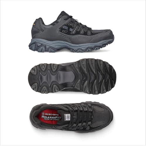Skechers Men's Cankton Steel Toe Construction Shoe - Electrical Hazard Rated, Memory Foam, Black/Charcoal, 10.5 Wide - Image 6