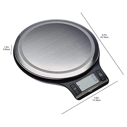 Amazon Basics Digital Kitchen Scale with LCD Display, Batteries Included, Weighs up to 11 pounds, Black and Stainless Steel - Image 6
