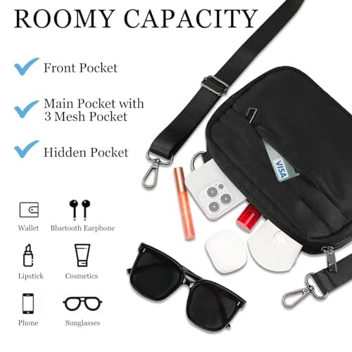 MAXTOP Small Crossbody Bags for Women Men Cellphone Belt Bag Purse Fanny Pack with Adjustable Strap Black Sling Bag for Traveling Casual Festival Gifts - Image 3