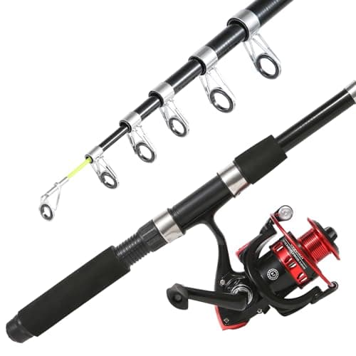 Tripquips Fishing Rod, 6.9ft 2Pcs Telescopic Fishing Rods Set, Carbon Fiber Fishing Pole, 2PCS Spinning Rod and Reel Combo with Carrier Bag Freshwater Fishing Rod and Reel Combos Kits Fishing Gear-Red - Image 3