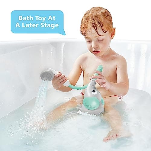 Yookidoo Baby Bath Shower Head - Elephant Water Pump with Trunk Spout Rinser - Control Water Flow from 2 Elephant Trunk Knobs for Maximum Fun in Tub or Sink for Newborn Babies - Image 3