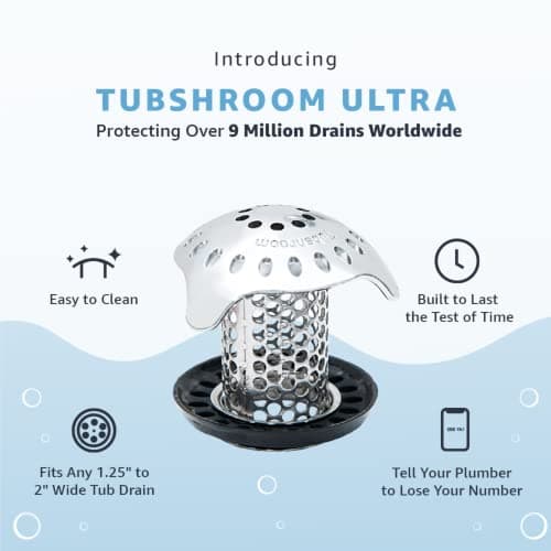 TubShroom Ultra Revolutionary Bath Tub Drain Protector Hair Catcher/Strainer/Snare Stainless Steel, 1-Pack, Silver - Image 4