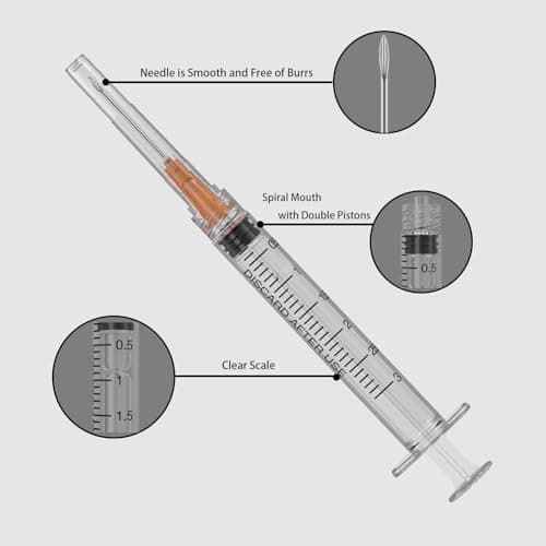 25 Gauge 1 inch Needle with Syringe(30 Pack) , 3ml Luer Lock Disposable Syringes with Needle ,Individually Wrapped - Image 3