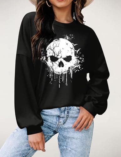 Zeagoo Women's Halloween Sweatshirts Long Sleeve Pullover Tops Gothic Fall Y2K Clothes 2024 - Image 4