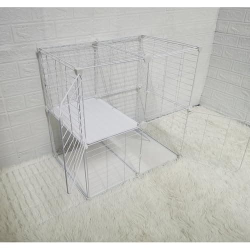 Cat Cage Indoor DIY Cat Playpen Detachable Metal Wire Kennels Cat Cage Indoor Cat Enclosures DIY Cat Playpen Metal Kennel (2 Tier) - Image 5