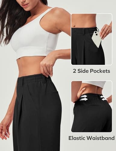 Ewedoos Wide Leg Pants Woman Stretchy Work Dress Pants Women Pull on Business Casual Slacks Trousers Fall Outfits 26"/28" - Image 3