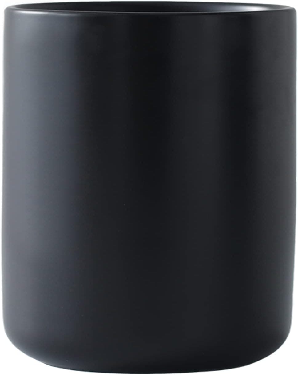 Black Kitchen Utensil Holder for Countertop, Matte Ceramic Utensils Crock for Kitchen Counter-top, Modern Spatula Holder, Cooking Utensil Holder Easy to Clean for Farmhouse 4.5×6.4 IN 6.4 INCH Black - Image 2